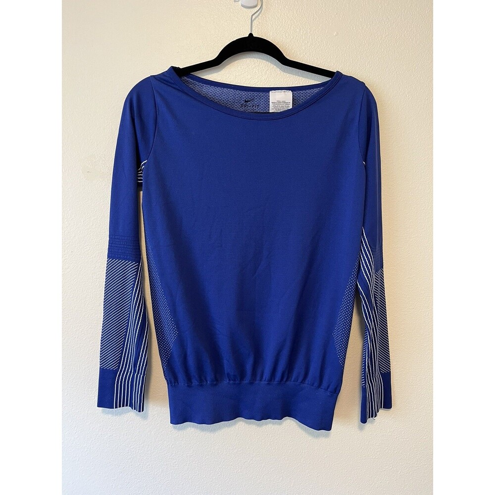 Nike Dri-Fit Epic Seamless Long Sleeve Crew Neck Top Purple Blue Size Small